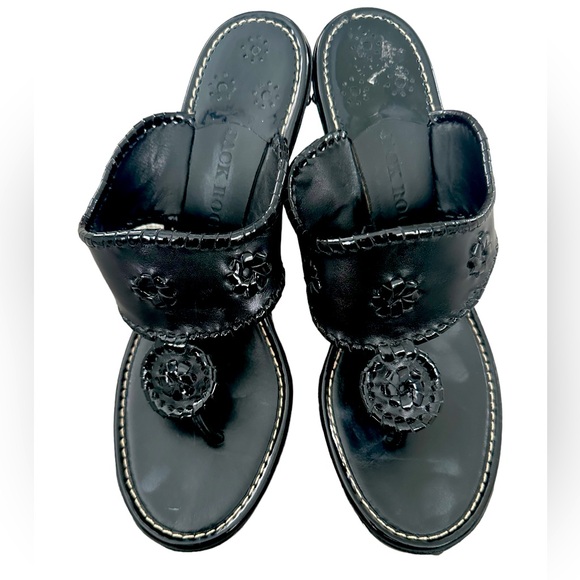 Jack Rogers Shoes - Jack Rogers Marbella Platform Wedge Size 10M Black Leather Fairygoth Shoes